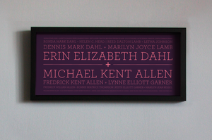Image of 4 Generation Lineage+ Family Tree | 19¾"x9" with serif typeface