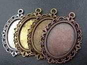 Image of Vintage Style Oval Pendant Trays for 18x25mm glass