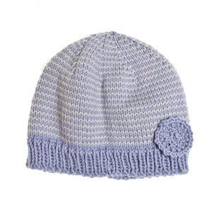 Image of 'Cornflower' Apricot Hat 100% handknitted merino