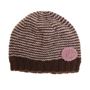Image of 'Pink Almond' Apricot Hat Handknitted British alpaca