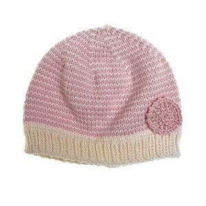 Image of 'Rose' Apricot Hat 100% handknitted merino
