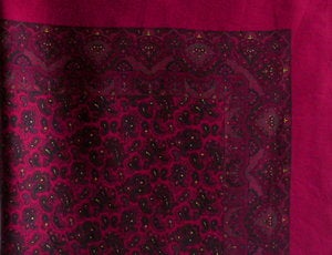 Image of Large Maroon Vintage Silk Scarf with Small Paisley Design 35"