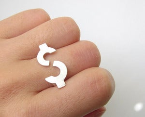 Image of Dollar Sign - Handmade Silver Ring 