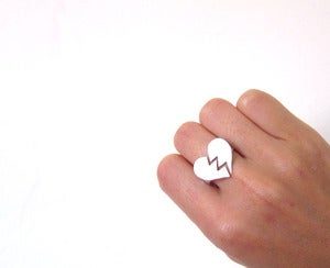Image of Broken Heart Ring  - Handmade Silver Heart Ring