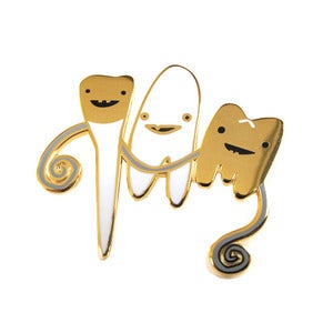 Image of 3 Teeth Lapel Pin - Flossin' Ain't Just For Gangstas 