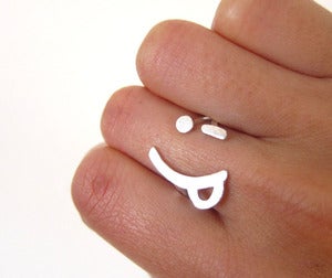 Image of Naughty Happy Face !)  - Handmade Silver Ring, Wink smile