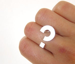 Image of Block Question Mark Ring - Handmade Silver ring
