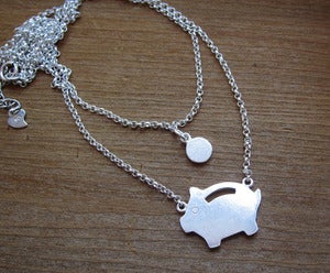 Image of Piggy Bank Necklace - Handmade Silver Necklace
