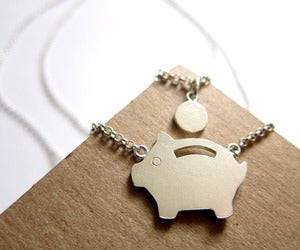 Image of Piggy Bank Necklace - Handmade Silver Necklace