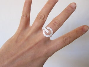 Image of POWER Button - Handmade Silver Ring 