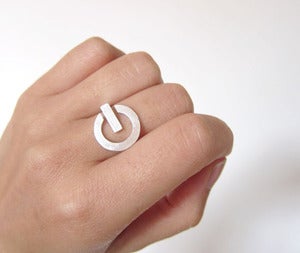 Image of POWER Button - Handmade Silver Ring 