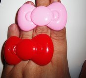 Image of HELLO KITTY BOW DOUBLE FINGER RING OR NECKLACE