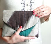 Image of Turquoise zigzag Lolie envelope clutch
