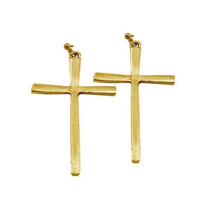 Image of Pagan. Large Gold Cross Earrings