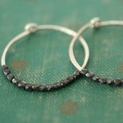 Image of contrast sterling silver hoop earring s/m/l