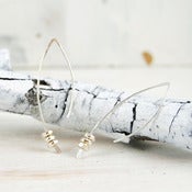 Image of silver crescent earring with pewter beads s/m/l
