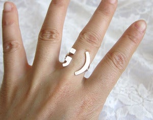 Image of Wink Smile Happy Face Ring ;) - Handmade Silver rings
