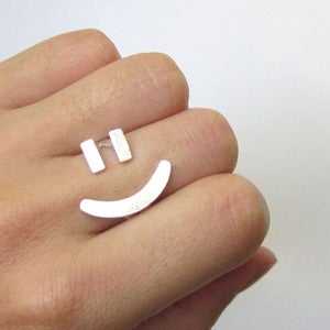 Image of Happy Face Ring =) - Handmade Silver Ring