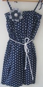 Image of Navy Spot Corsage Dress
