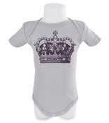 Image of BODY BÉBÉ "COURONNE" GRIS PERLE 3 À 12 MOIS