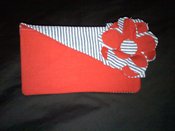 Image of Red striped clutch