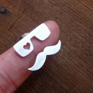 Image of Mr. Mustache in Love - Handmade Silver Ring