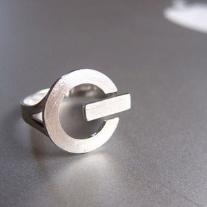 Image of POWER Button - Handmade Silver Ring 