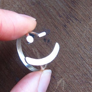 Image of Naughty Happy Face !)  - Handmade Silver Ring, Wink smile
