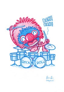 Image of Daily Doodle #31: Animal! RAH RAH! ORIGINAL DRAWING *FREE SHIPPING*