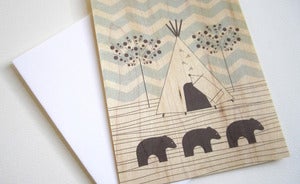 Image of Bears in Forest Wood Cards