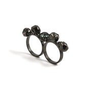 Image of Immortal Beloved Double Ring w/Faceted Skull - Erinite