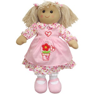 Image of Powell Craft Rag Doll - Pink Pinafore Dress