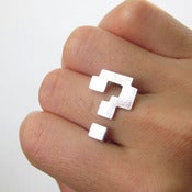 Image of Block Question Mark Ring - Handmade Silver ring
