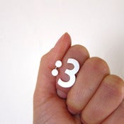 Image of Kitty Face :3 Emoticon Ring - Handmade Silver Ring