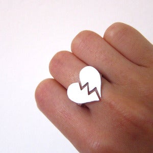 Image of Broken Heart Ring  - Handmade Silver Heart Ring