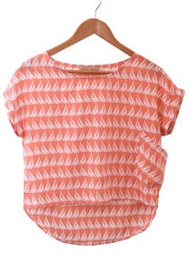 Pink Boat Print Top