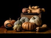 Image of Butternut, Peanut, Sweet Meat, Speckled, & Blue Hokkaido squash, Ghost, Cheese, & Blue pumpkin