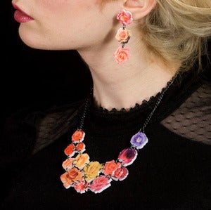 Image of Petal Spectrum Necklace (on white acrylic with black chain)