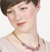 Image of Violet Bloom Necklace (on cream acrylic with antique gold chain)