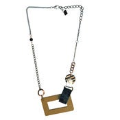 Image of Mini etched leather and window necklace 
