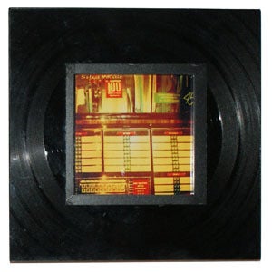 Image of Square frame made with a recycled vinyl record.