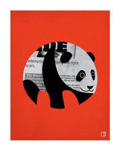 Image of Panda News Red Art Print Unframed
