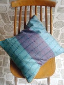 Image of Wool Plaid Cushion - blue/purple