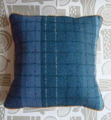 Image of Wool Plaid Cushion - dark blue