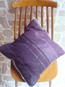 Image of Wool Plaid Cushion - purple