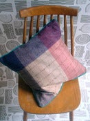 Image of Wool Plaid Cushion - red/purple