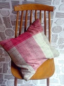 Image of wool plaid cushion - red/grey