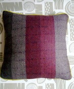 Image of Wool Plaid Cushion - red stripes