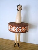 Image of Vintage Braid Peg Doll -  brown folk art