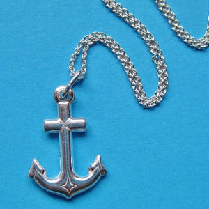 Image of Sterling Silver By the Sea Anchor Necklace